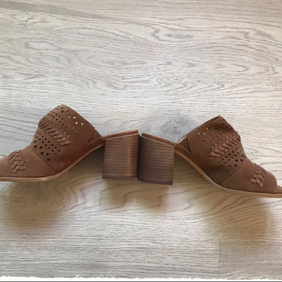 NEW Caslon Cognac Suede Maggie Slide Sandal Block Wood Heel Size 8.5, Brown - Picture 8 of 12